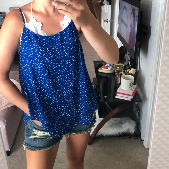 NWOT Blue Polka dot tiered Tank - Picture 1 of 9
